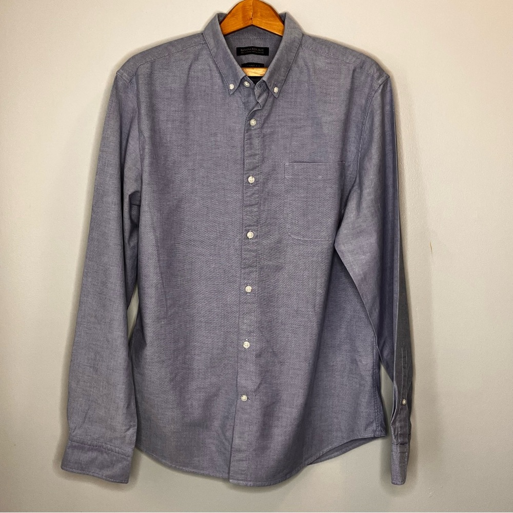 Banana Republic Button Down  100% Cotton Stretch Oxford Grant Fit Men’s Large